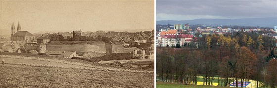 Cheb zhruba v roce 1887 a dnes