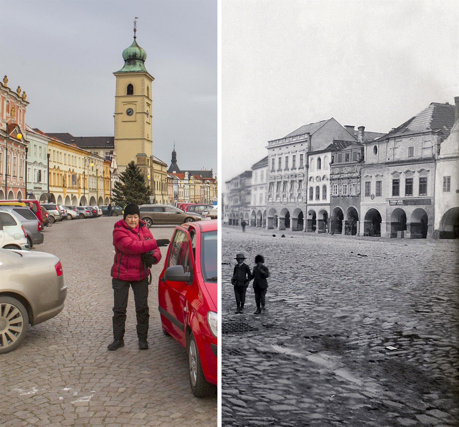 Nám�stí v Litomy�li kolem roku 1885 a na aktuálním snímku