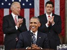 Americký prezident Barack Obama pednesl v kongresu poselství o stavu unie....