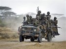 Ketí vojáci na cest na svou základnu v Somálsku. (20. února 2012)