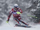 Henrik Kristoffersen na trati slalomu ve Wengenu.