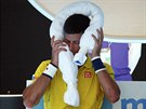 VEDRO. Srbský tenista Novak Djokovi bojuje s vysokými teplotami na Australian...