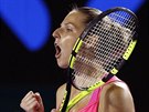 eská tenistka Kristýna Plíková slaví postup do 2. kola Australian Open.