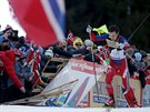 Finn Haagen Krogh stoupá na Alpe Cermis v poslední etap Tour de Ski, nadení...
