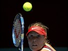 eská tenistka Lucie Hradecká v duelu s Australankou Gavrilovovou.