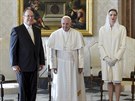 Monacký kníe Albert II., pape Frantiek a monacká knna Charlene (Vatikán,...