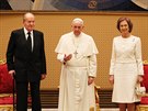 panlský král Juan Carlos I., pape Frantiek I. a panlská královna Sofia...