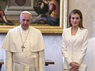Papež František a španělská královna Letizia (Vatikán, 30. června 2014)