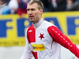 Martin Hysk (vlevo) a Luk Jarolm v dresu Slavie bhem Silvestrovskho derby.