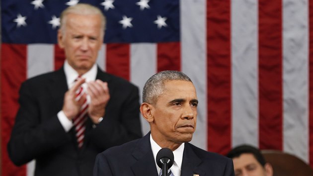 Americk prezident Barack Obama pednesl v Kongresu poselstv o stavu unie. (13. ledna 2016)