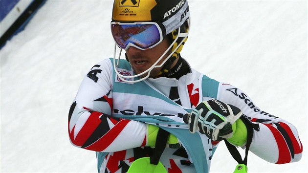 Zklaman Marcel Hirscher po slalomu v Adelbodenu.