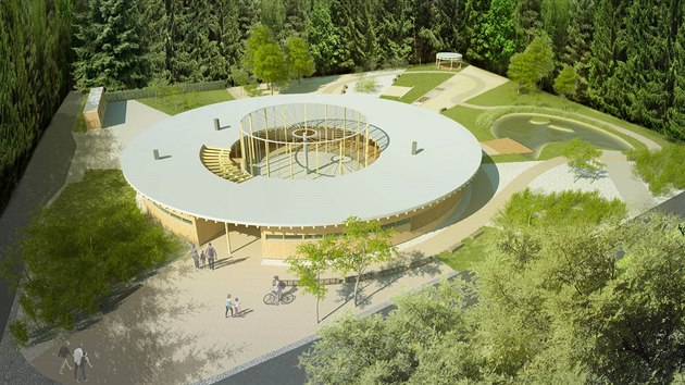 Vizualizace p�ipravovan�ho v�ukov�ho centra v hradeck�ch les�ch (13.1.2016).