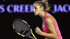 eská tenistka Kristýna Plíková se raduje v utkání 1. kola Australian Open.