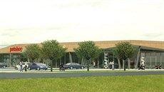 Dv pízemní budovy a mezi nimi parkovit pro 173 aut. Tak by mlo vypadat...