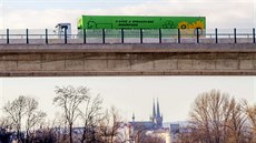 Kamion projí�d�jící po provozované první �ásti obchvatu Chrudimi.