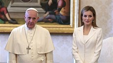 Pape Frantiek a panlská královna Letizia (Vatikán, 30. ervna 2014)