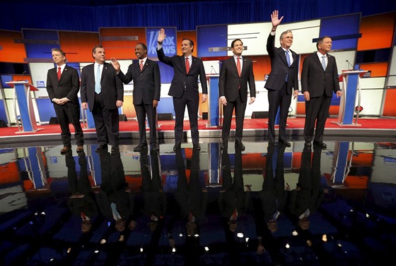 Republikántí kandidáti na prezidenta USA pi poslední debat (28. ledna 2016).