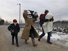 Uprchlíci poblí makedonsko- srbské hranice (23. ledna 2016)