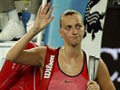 LOUENÍ. Petra Kvitová po poráce ve druhém kole Australian Open.