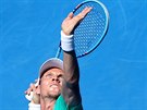 Tomá Berdych v duelu 2. kola Australian Open s Mirzou Baiem.