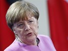 Nmecká kancléka Angela Merkelová pi svém projevu na tiskové konferenci v...