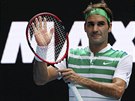 JSEM TAM. Roger Federer slaví postup do 3. kola Australian Open.
