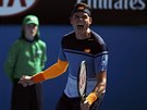POSTUP. Milos Raonic zatíná psti, dostal se do 3. kola Australian Open.