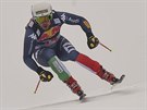 Italský lya Peter Fill na trati slavného sjezdu v rakouském Kitzbühelu