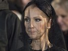 Céline Dion na pohbu manela Reného Angélila (Montreal, 22. ledna 2016)