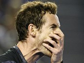 Andy Murray se zlob v utkn s Bernardem Tomicem.