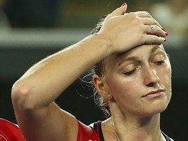 FRUSTRACE. Petra Kvitov po porce ve druhm kole Australian Open.