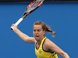 esk tenistka Barbora Strcov v duelu s Ameriankou Vaniou Kingovou.