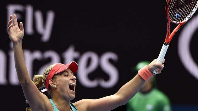Angelique Kerberov a jej velk radost po postupu do semifinle Australian Open.
