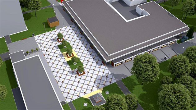Nově navržená podoba veřejného prostoru na Proseku (vizualizace)