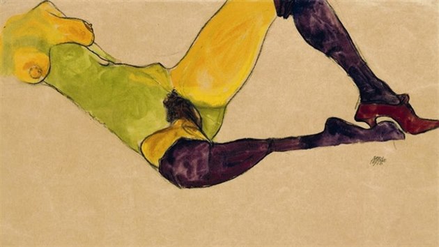 Egon Schiele: Torzo lec eny (z vstavy Klimt/Schiele/Kokoschka a eny, Vde, Belvedere 2016)