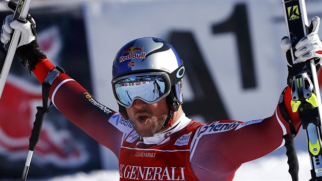 Aksel Lund Svindal slav po superobm slalomu v Kitzbhelu.