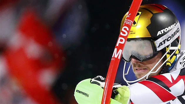 Marcel Hirscher ve slalomu ve Schladmingu.