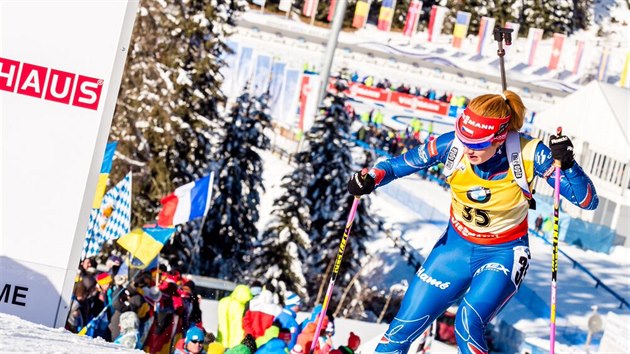 Gabriela Soukalová na trati sprintu Svtového poháru v italské Anterselv.