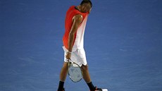 Australský tenista Nick Kyrgios hraje s Berdychem o osmifinále domácího...