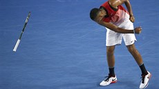 Australský tenista Nick Kyrgios se vzteká v zápase proti Berdychovi na domácím...