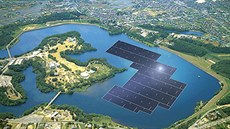 Plánovaná plovoucí fotovoltaická elektrárna na pehrad Yamakura v japonské...