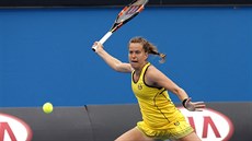 eská tenistka Barbora Strýcová v duelu s Ameriankou Vaniou Kingovou.