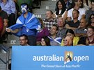 Jeden z fanouk Andyho Murrayho si uívá finále Australian Open.