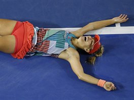 Angelique Kerberov se raduje z titulu na Australian Open.
