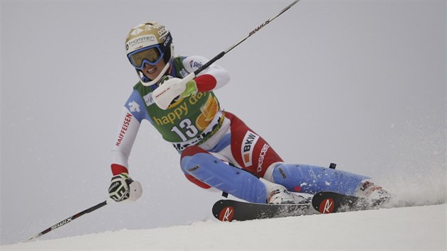 vcarsk lyaka Michelle Gisinov na trati slalomu v Mariboru.