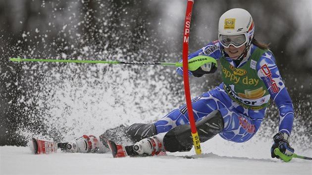 Slovensk lyaka Petra Vlhov pi slalomu v Mariboru.