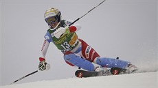 výcarská lyaka Michelle Gisinová na trati slalomu v Mariboru.