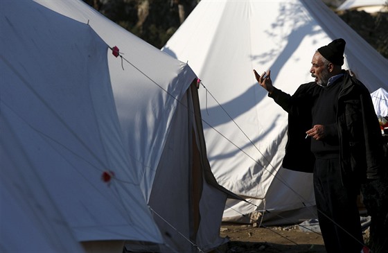 Uprchlíci na eckém ostrov Lesbos (29. ledna 2016)