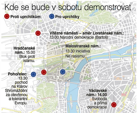 Kde se bude v sobotu demonstrovat