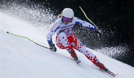 Ester Ledecká ve sjezdu v Garmisch-Partenkirchenu.